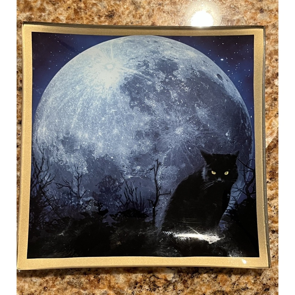 Ashland Halloween "Midnight Moon" 6"x6" Tabletop Decor/‎ Trinket Dish